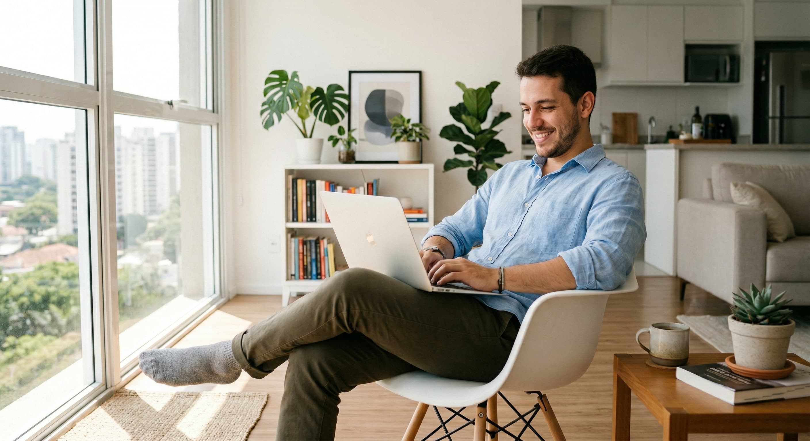 Pessoa operando no notebook em um ambiente interno