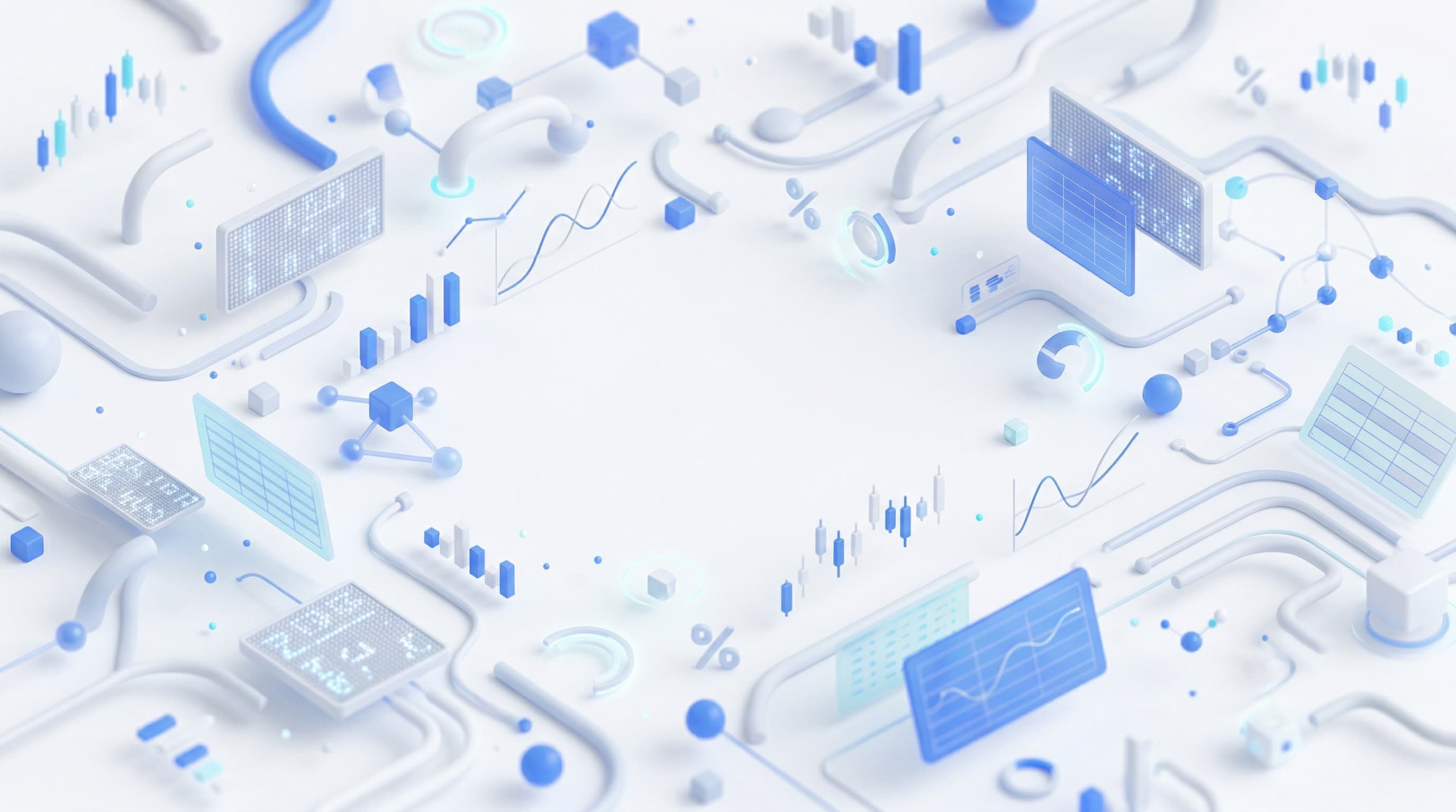 Painéis e gráficos de mercado em uma interface de acompanhamento