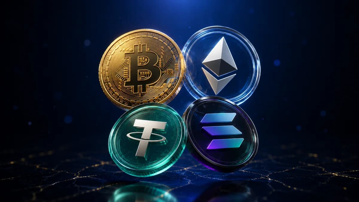 Principales criptomonedas: Bitcoin, Ethereum, USDT y Solana