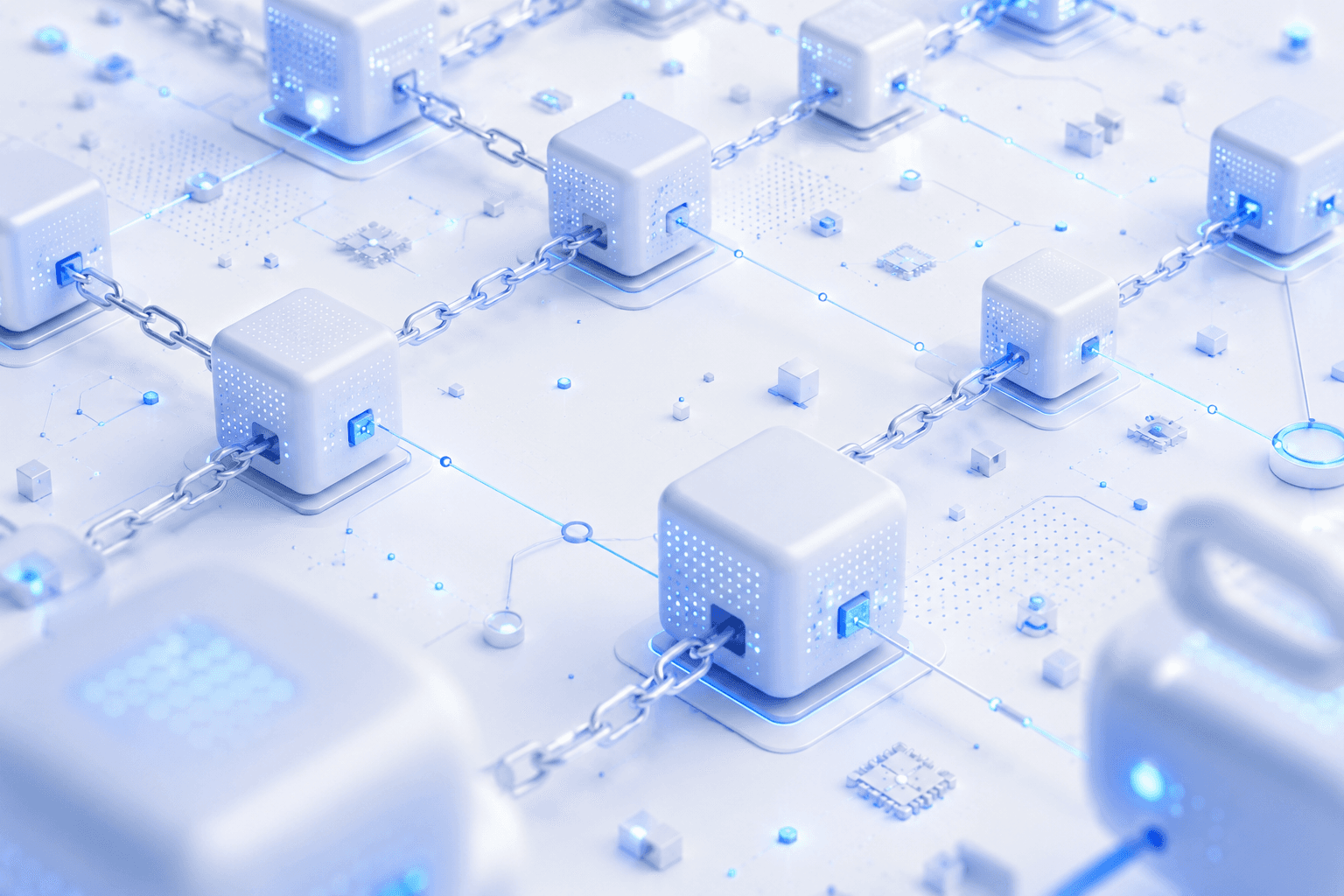 Concepto de blockchain con bloques encadenados