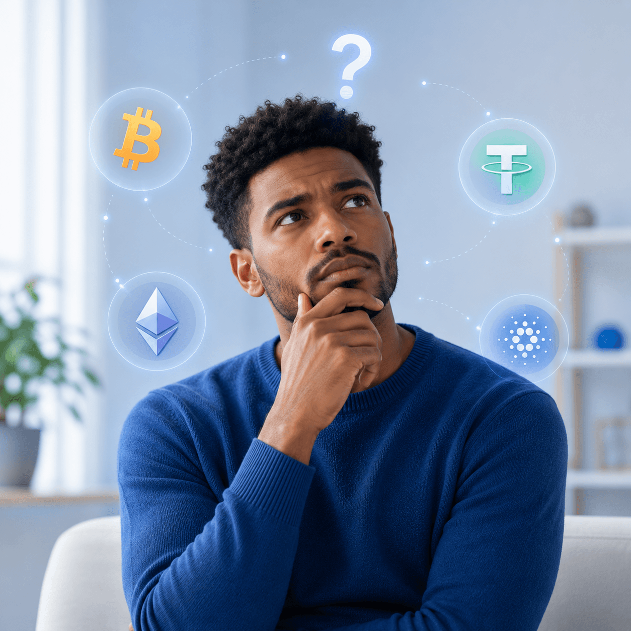 Persona evaluando si vale la pena invertir en criptomonedas