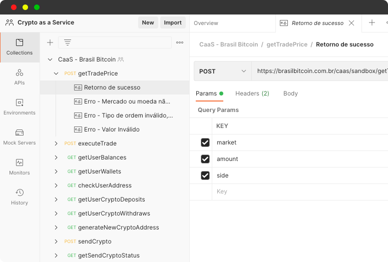 Ilustración de pantalla API de Bitcoin de Brasil