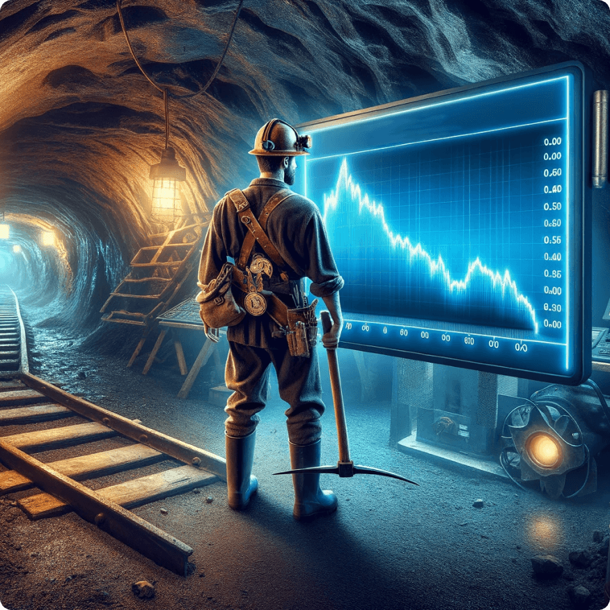 Miner Looking at Charts